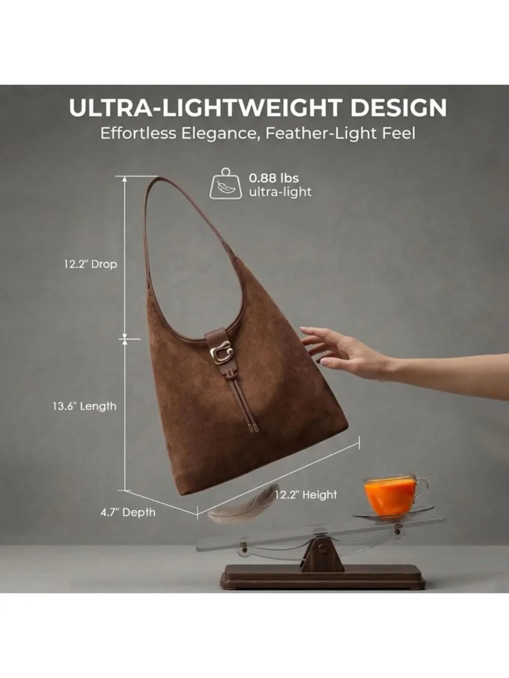 Large Slouchy Suede Hobo Bag for Women | Soft Faux Suede Tote with Zipper